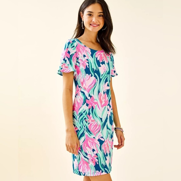 Lilly Pulitzer Dresses & Skirts - Lilly Pulitzer Mellorie Floral Pima Cotton Shift Dress Short Sleeve Medium